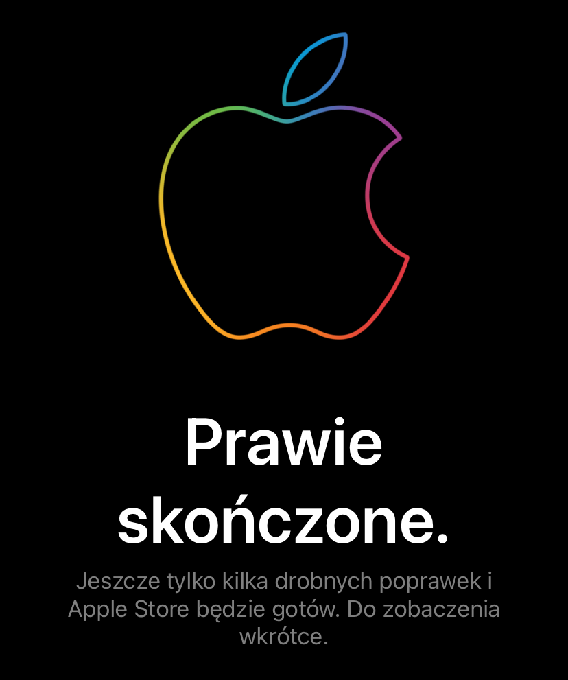 Komunikat w witrynie sklepu Apple Store